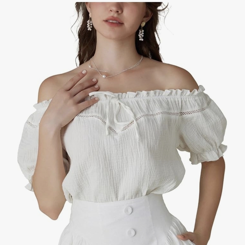 🌺 Elegant Off-Shoulder White Top